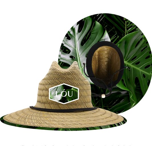 LÓU Unisex MatGrass Straw Lifegaurd Full Sun Coverage Blockout UV Print Hat
