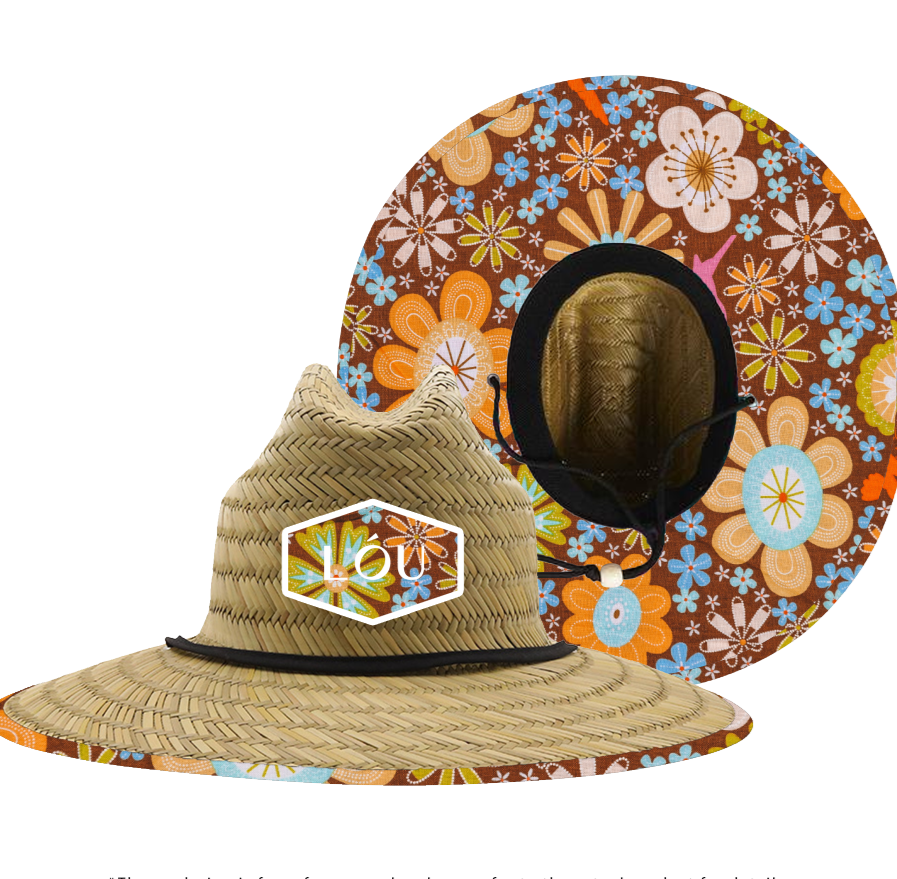 LÓU Unisex MatGrass Straw Lifegaurd Full Sun Coverage Blockout UV Print Hat