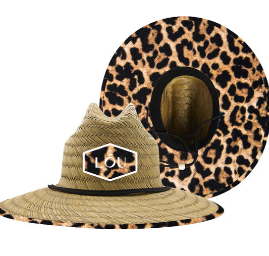 LÓU Unisex MatGrass Straw Lifegaurd Full Sun Coverage Blockout UV Print Hat