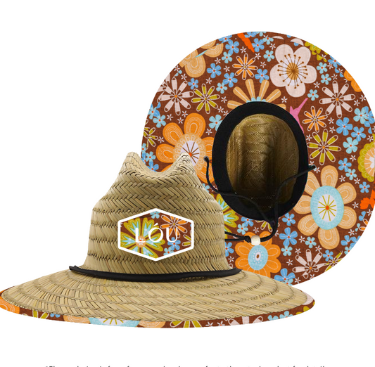 LÓU Unisex MatGrass Straw Lifegaurd Full Sun Coverage Blockout UV Print Hat