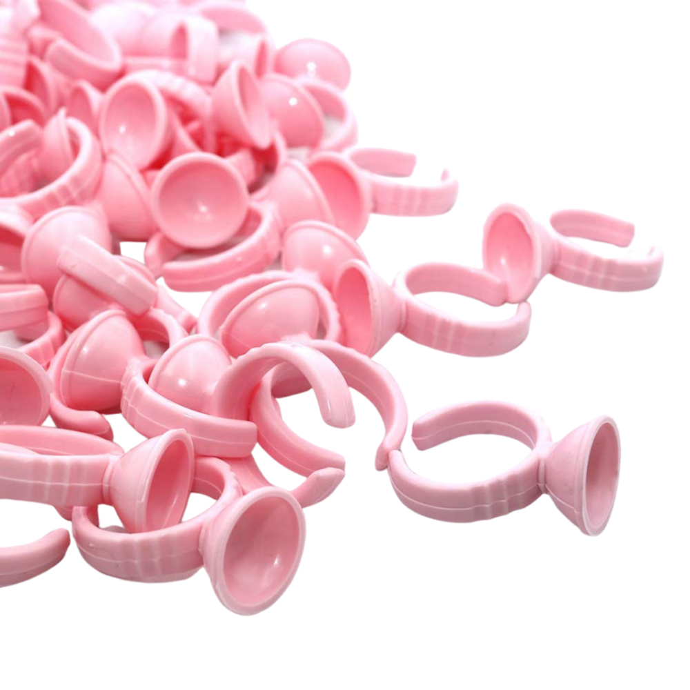 Glue rings with divider Pink 100 Pieces