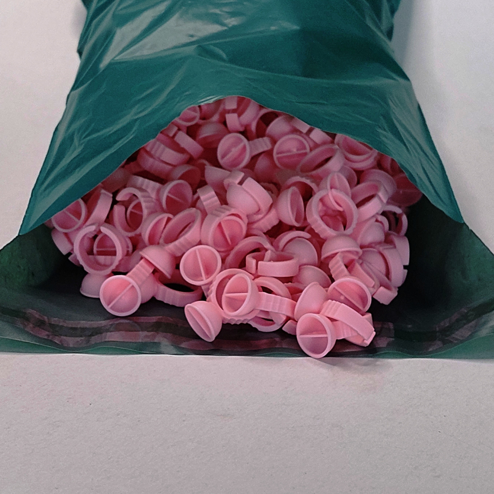 Glue rings with divider Pink 100 Pieces