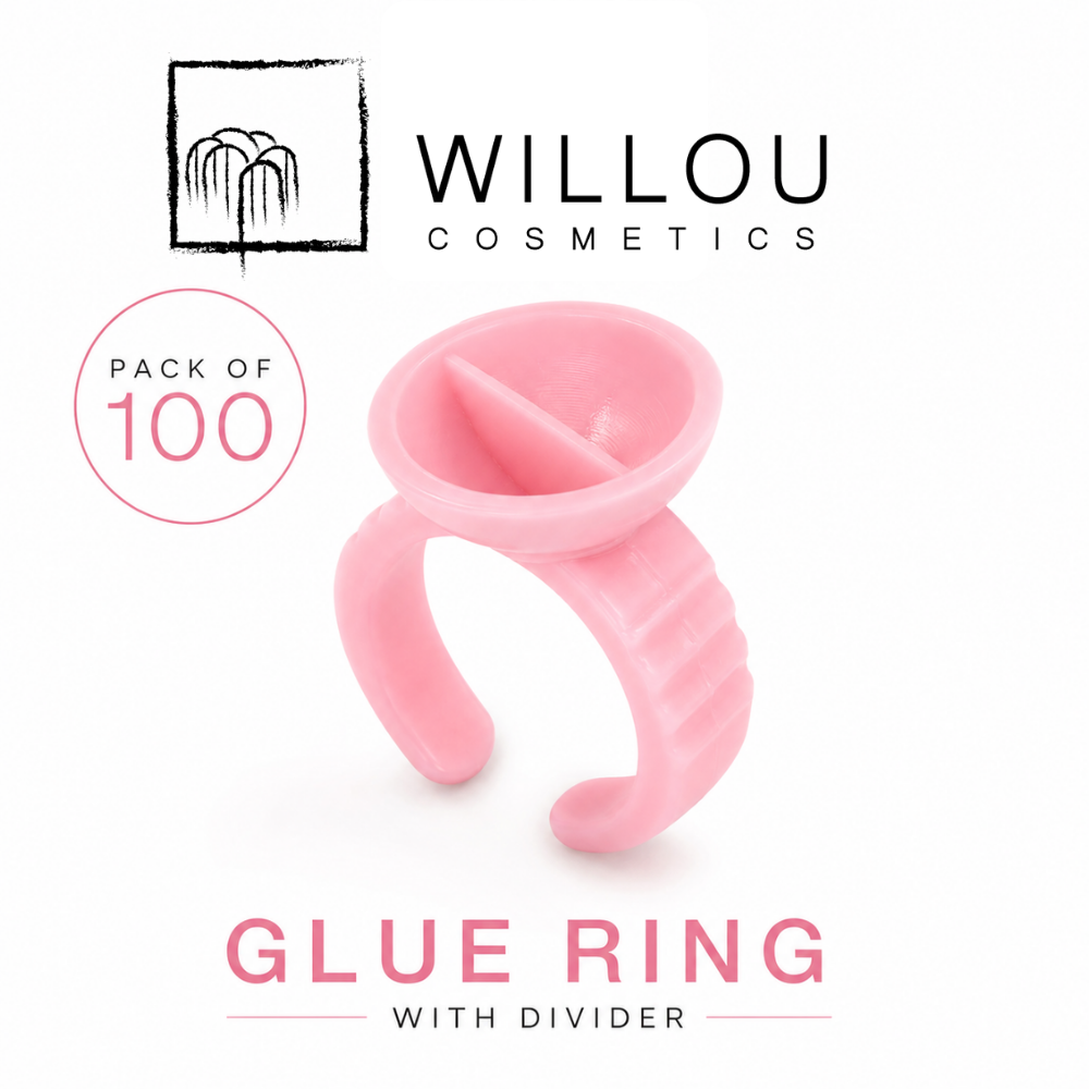 Glue rings with divider Pink 100 Pieces